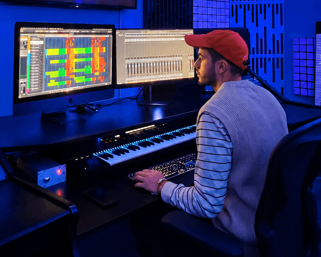 Producing a track in the studio